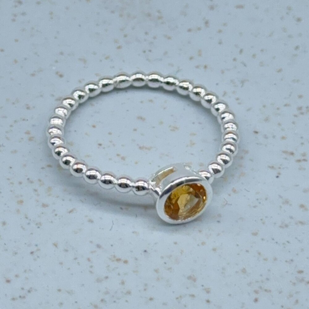 Sevilla Sterling Silver Ring 0.42ct Citrine Faceted Gemstone Beaded Detail 8.75 - Picture 5 of 8